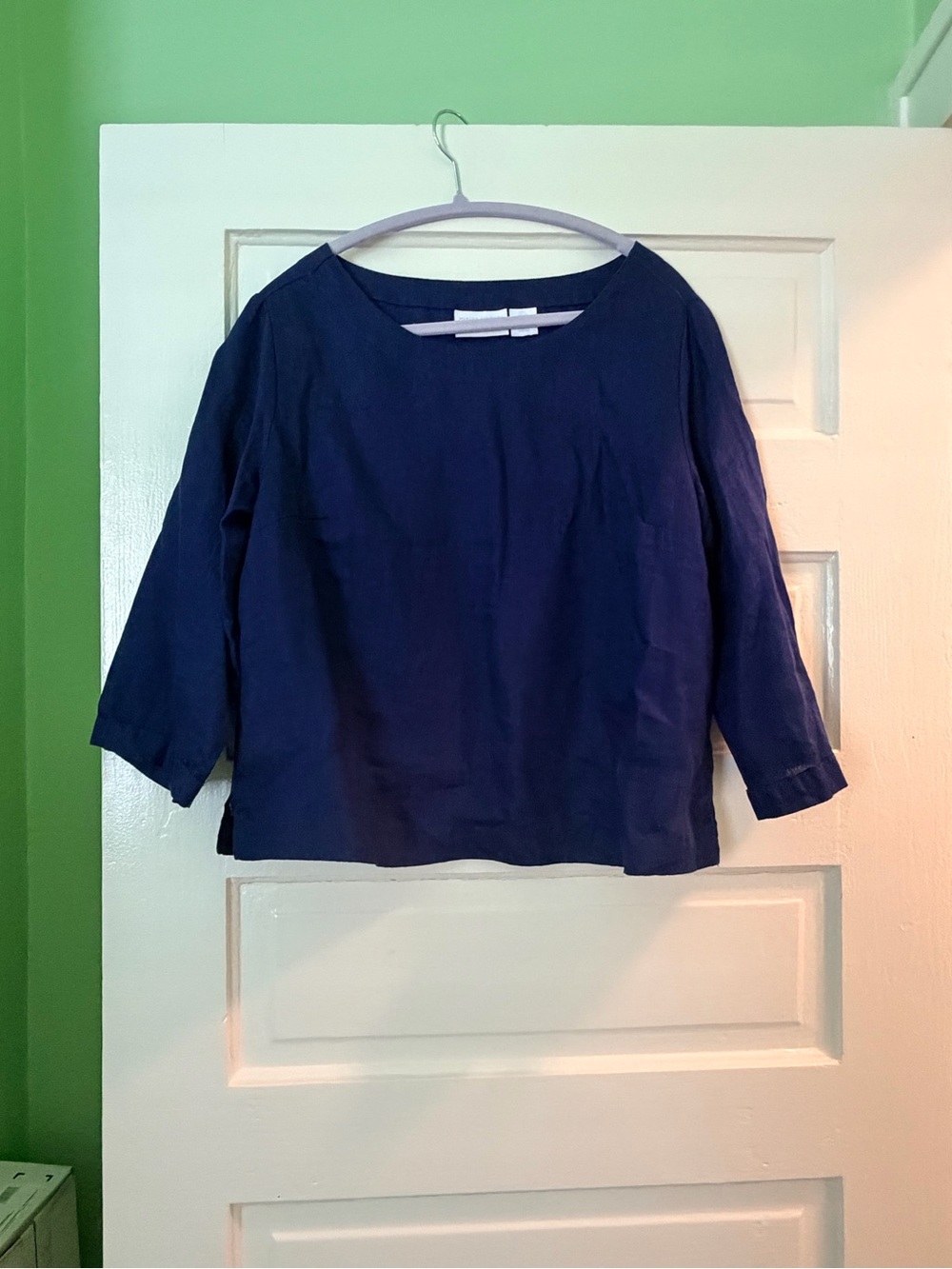 Martha Stewart Navy Blue Three-Quarter Sleeve Blouse